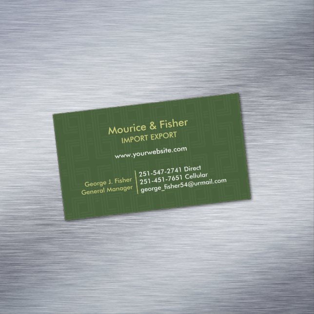 Green Abstract Modern Magnetic Business Card (In Situ)