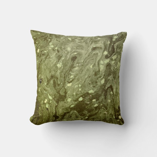 Green abstract painting cushion (Front)