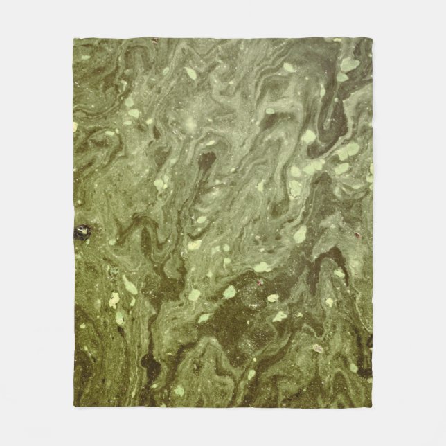 Green abstract painting fleece blanket (Front)