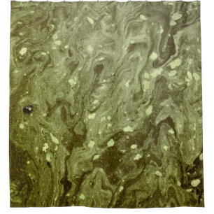 Green abstract painting shower curtain