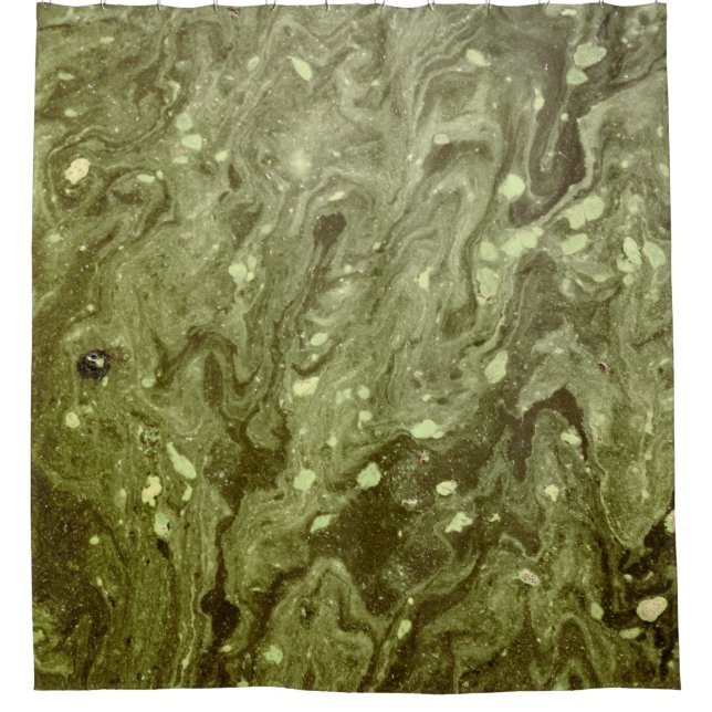 Green abstract painting shower curtain (Front)