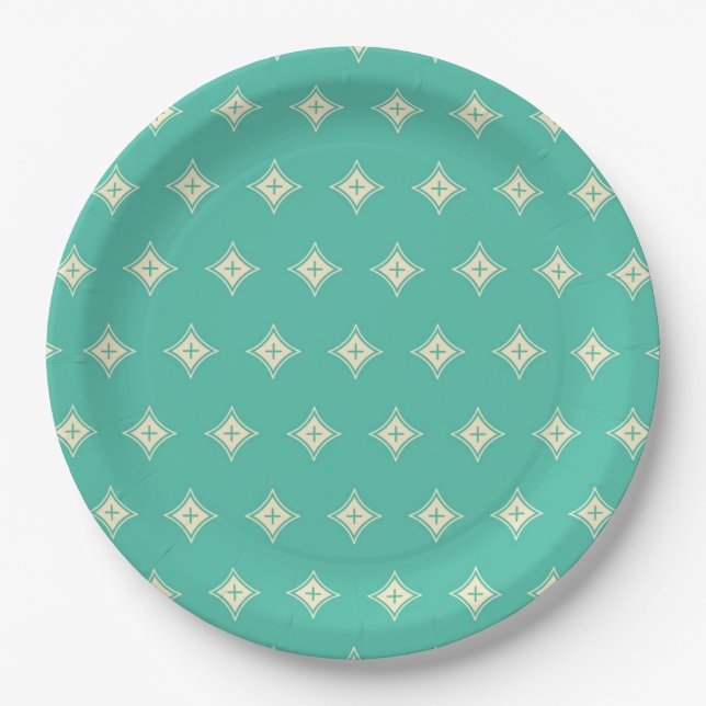 Green Abstract Pattern by storeman Paper Plate (Front)