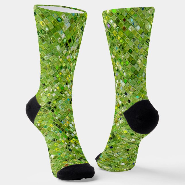 GREEN Abstract Pattern Socks (Angled)