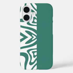 green abstract print  with solid green phone case