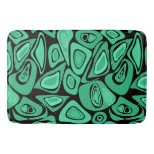 Green, abstract, retro bath mat