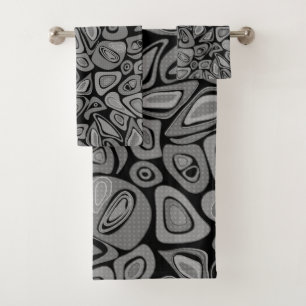 Green, abstract, retro bath towel set