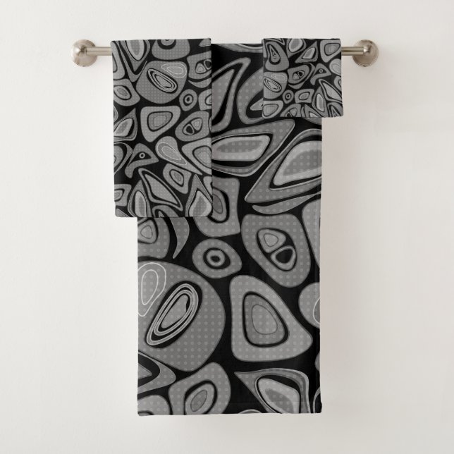 Green, abstract, retro bath towel set (Insitu)