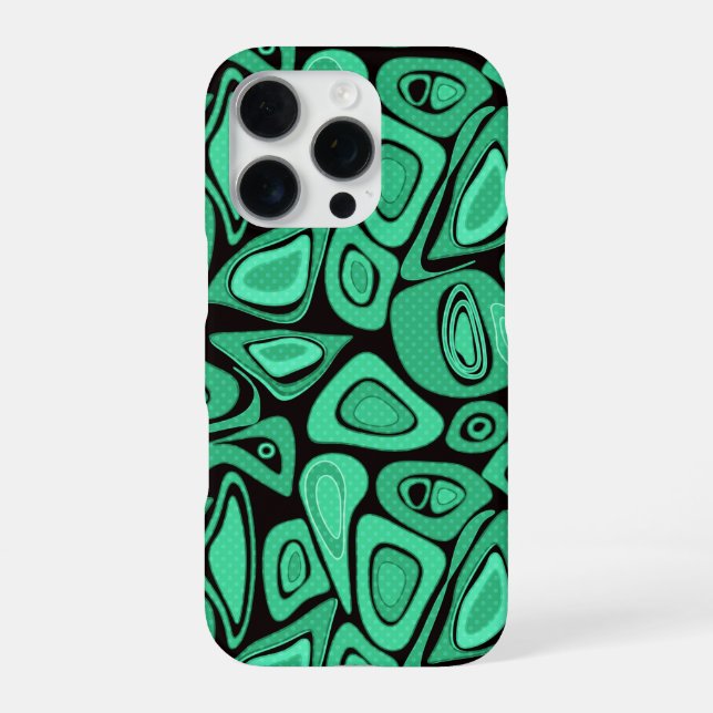 Green, abstract, retro iPhone case (Back)