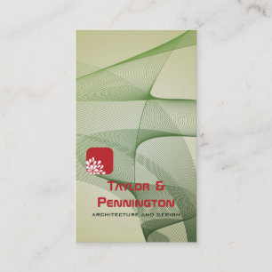 Green abstract ribbons architecture business card