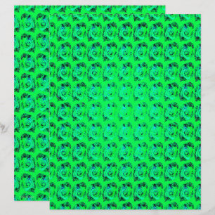 Green Abstract Roses Scrapbook Paper 2-Sided Page