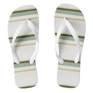 green Abstract Stripes Thongs
