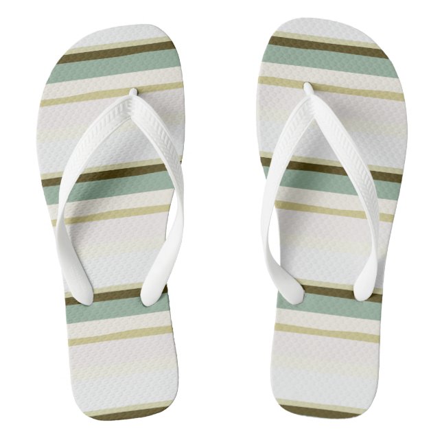 green Abstract Stripes Thongs (Footbed)