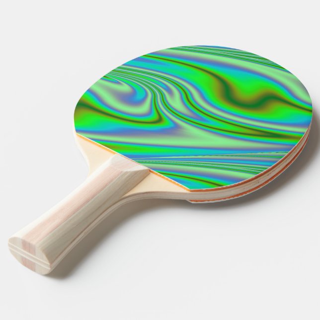 Green Abstract Swirl Ping Pong Paddle (Back Angle)