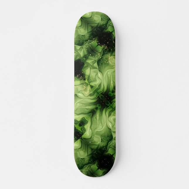 Green Abstract Swirl  Skateboard (Front)