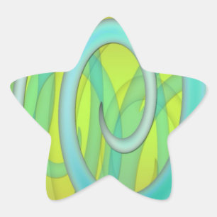Green Abstract Swirly Art Star Sticker
