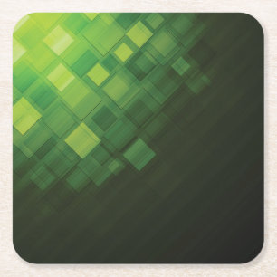Green abstract technology design square paper coaster