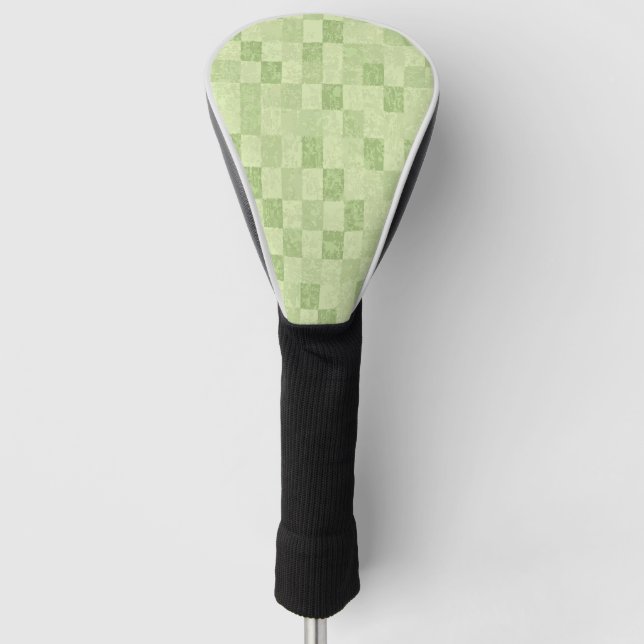 Green Abstract Tile Pattern – Modern & Stylish Golf Head Cover (Front)
