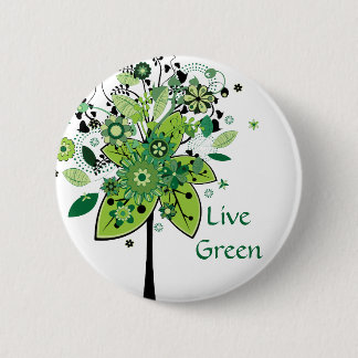Green Abstract Tree 6 Cm Round Badge
