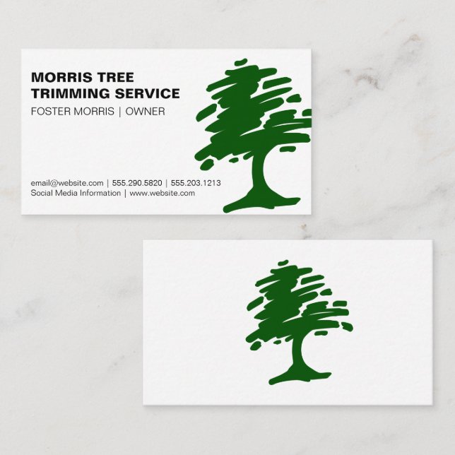 Green Abstract Tree | Gardening Landscaping Business Card (Front/Back)