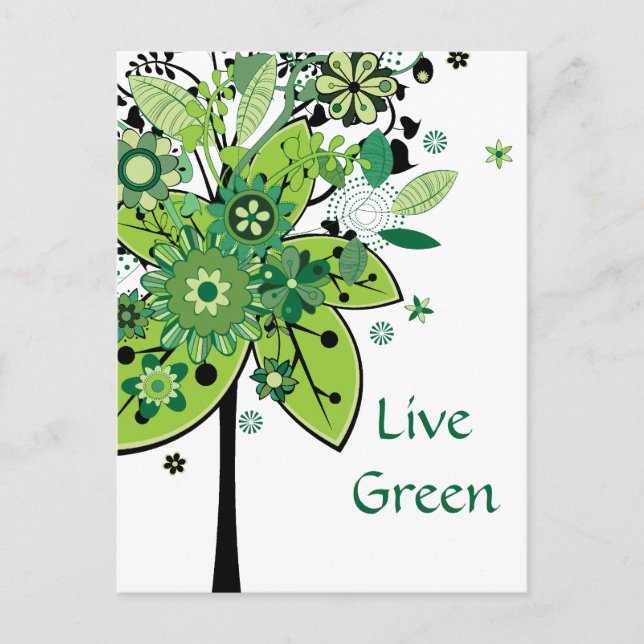 Green Abstract Tree Postcard (Front)