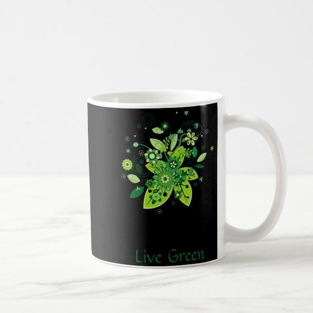 Green Abstract Tree T Shirt  Coffee Mug (Right)