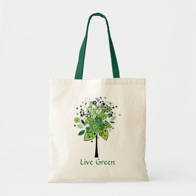 Green Abstract Tree Tote Bag (Front)