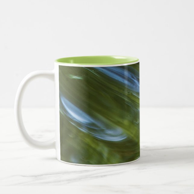 Green Abstract Two-Tone Coffee Mug (Left)