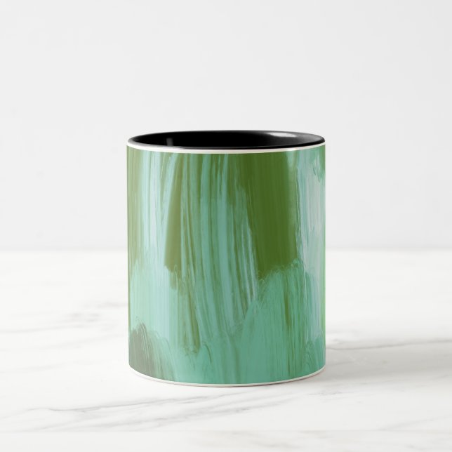 Green Abstract Two-Tone Coffee Mug (Center)