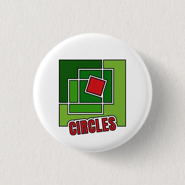 Green Abstraction with Twisted Red Square 3 Cm Round Badge (Front)