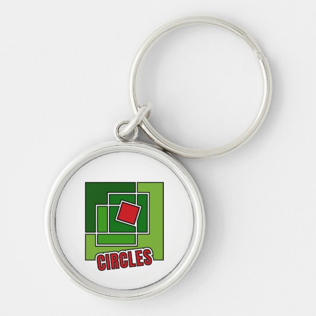 Green Abstraction with Twisted Red Square Key Ring (Front)