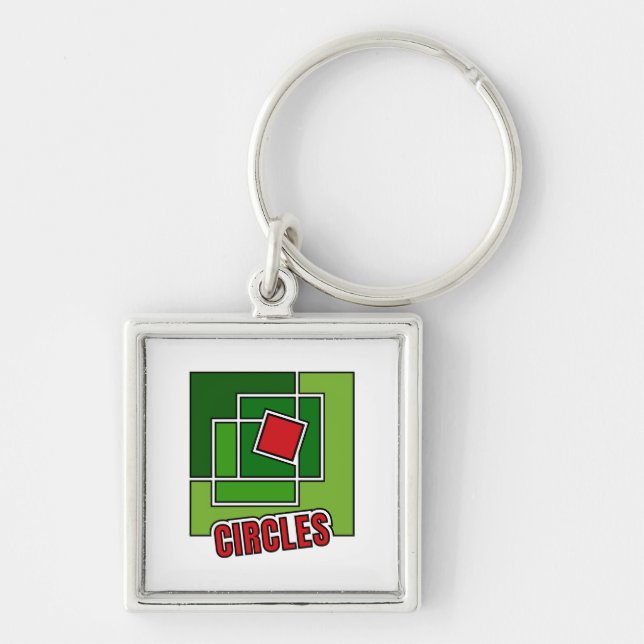 Green Abstraction with Twisted Red Square Key Ring (Front)