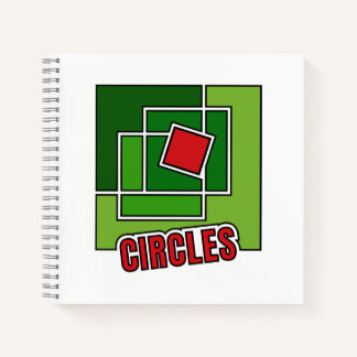 Green Abstraction with Twisted Red Square Notebook