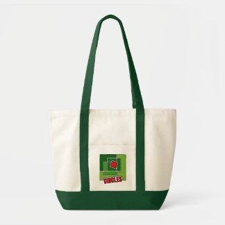 Green Abstraction with Twisted Red Square Tote Bag