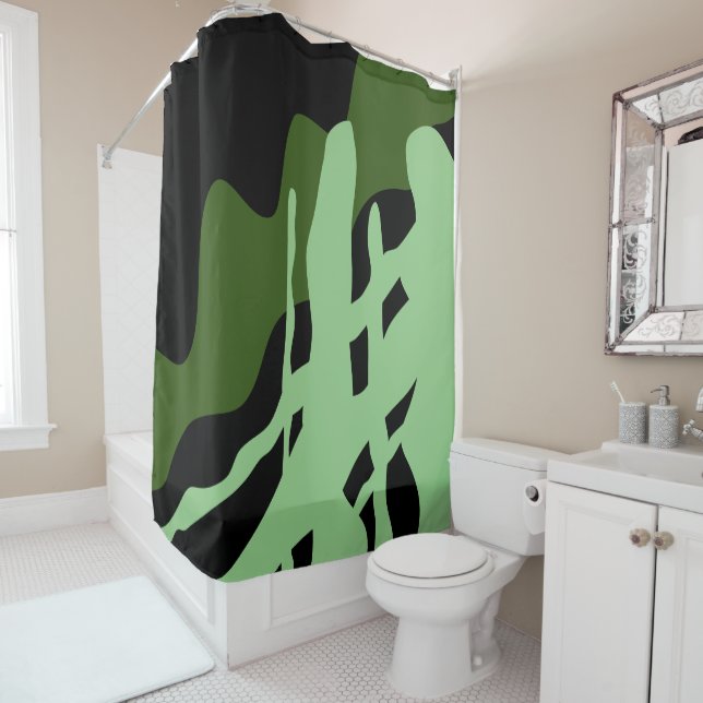 Green Abstractrana  Shower Curtain (In Situ)