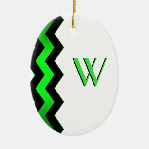 Green Accent Initial Ceramic Tree Decoration