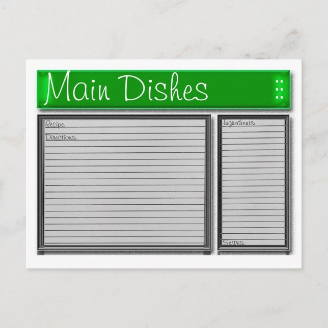 Green Accents Custom Recipe Card (Front)