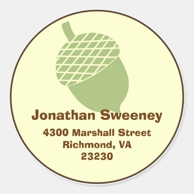 Green acorn fall autumn custom name address label (Front)