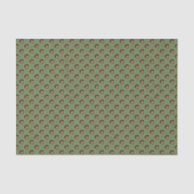 Green Acorn Patterned Tissue Paper (Front)
