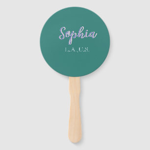 GREEN add name girl boss text PURPLE elegant Hand Fan