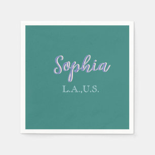 GREEN add name girl boss text PURPLE elegant Napkin