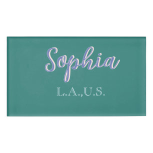 GREEN add name girl boss text PURPLE elegant Tag