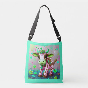 Green Adorned Cow Diwali Festivities Crossbody Bag