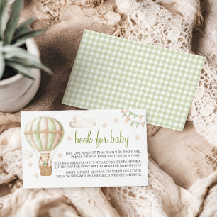 Green Adventure Air balloon book for baby shower  Enclosure Card