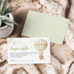 Green Adventure Balloon Baby shower Diaper raffle Enclosure Card