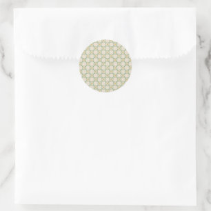 Green Aesthetic Chequered Sunflower Y2K Pattern Classic Round Sticker