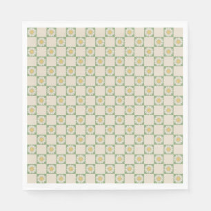 Green Aesthetic Chequered Sunflower Y2K Pattern Napkin