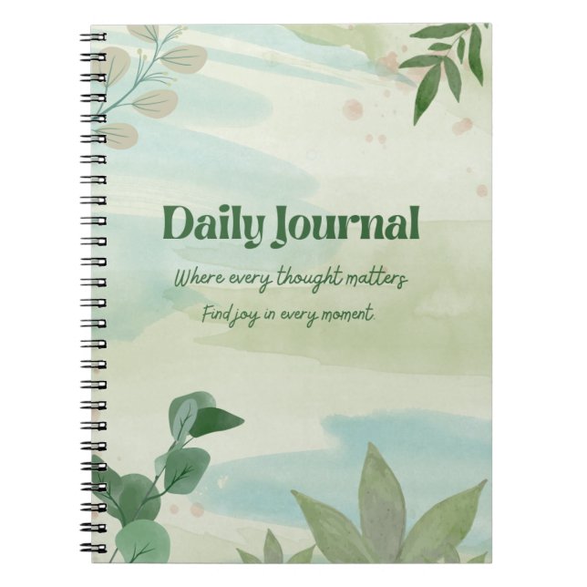 Green Aesthetic Daily Journal – Motivational & Sty (Front)