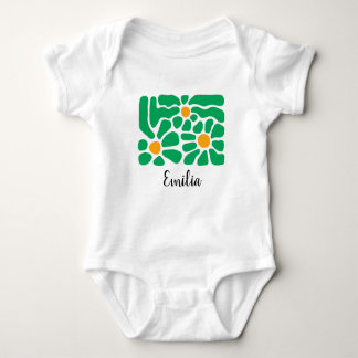 Green Aesthetic Flower Baby Jersey Bodysuit