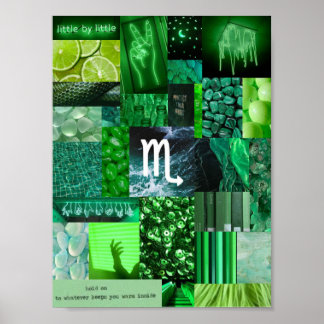 green aesthetic scorpio zodiac sign poster