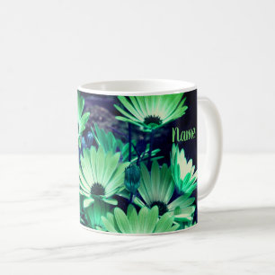 Green African Daisies Floral Art Personalised Coffee Mug